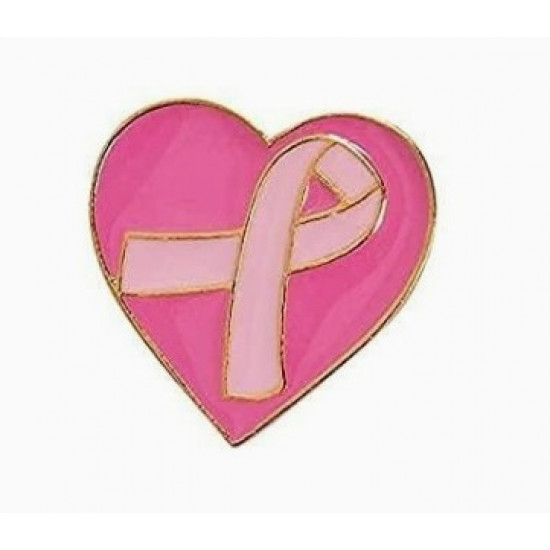 Pink Ribbon Heart Lapel Pin