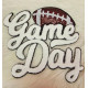 White Sequin Football Game Day Chenille Iron-On Black Glitter Patch