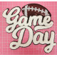 White Sequin Football Game Day Chenille Iron-On Black Glitter Patch