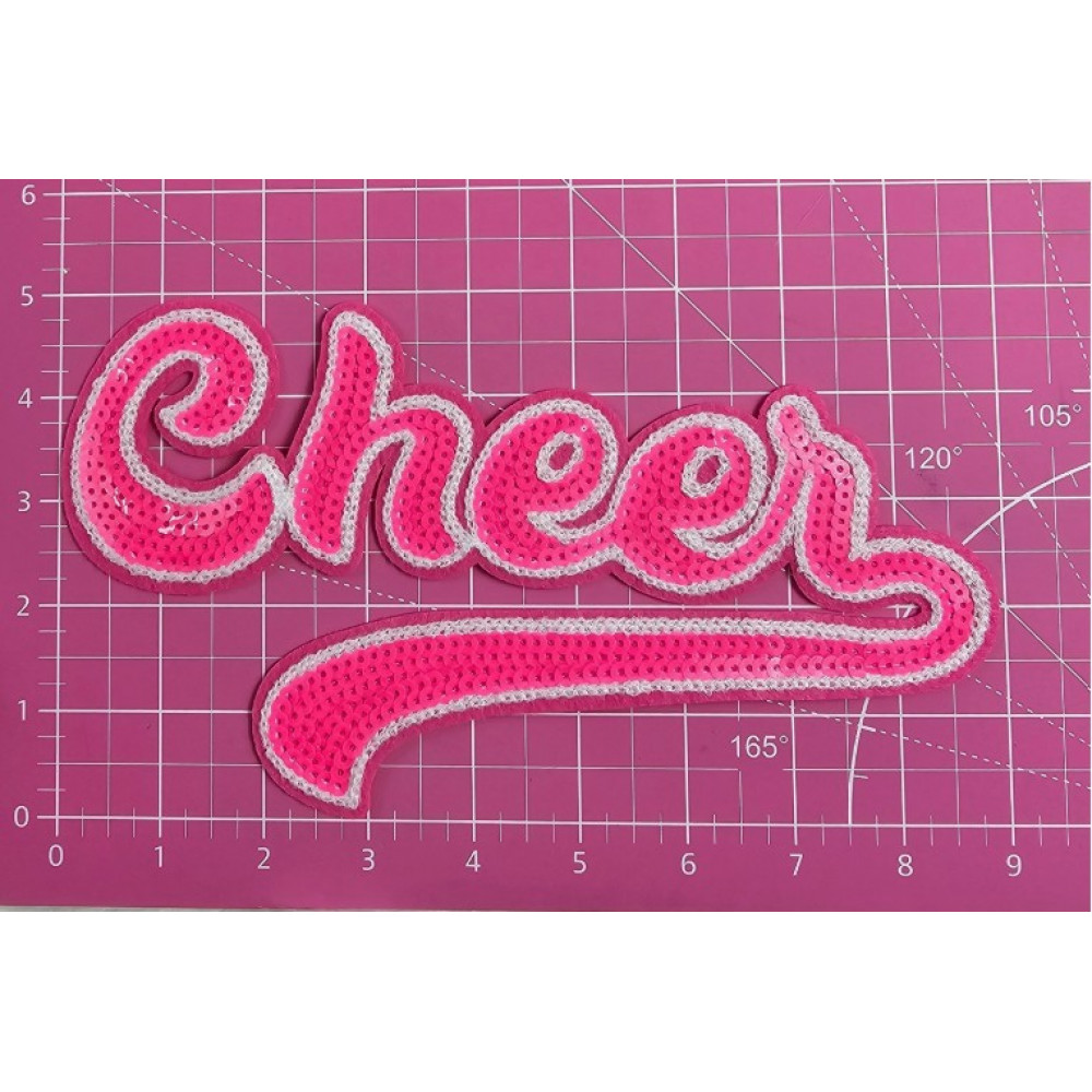 Large Cursive Cheer Sequin and Felt Iron-On Patch