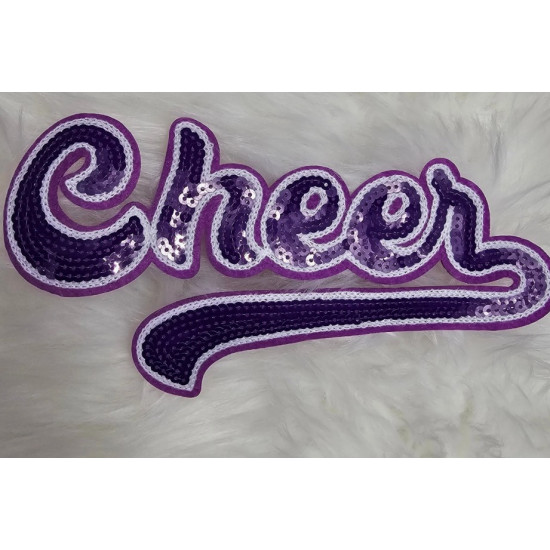 Large Cursive Cheer Sequin and Felt Iron-On Patch