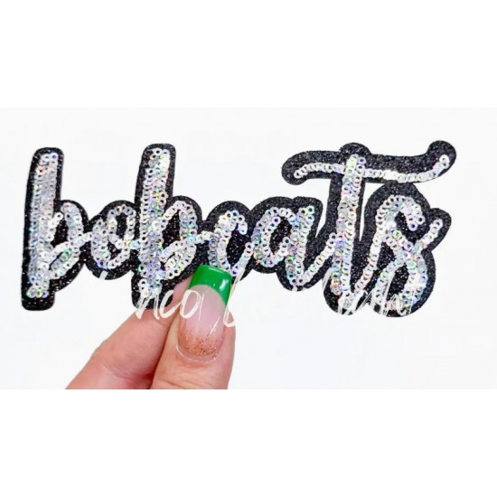 Team Mascot Cursive Sequin Iron On Patch-Small 