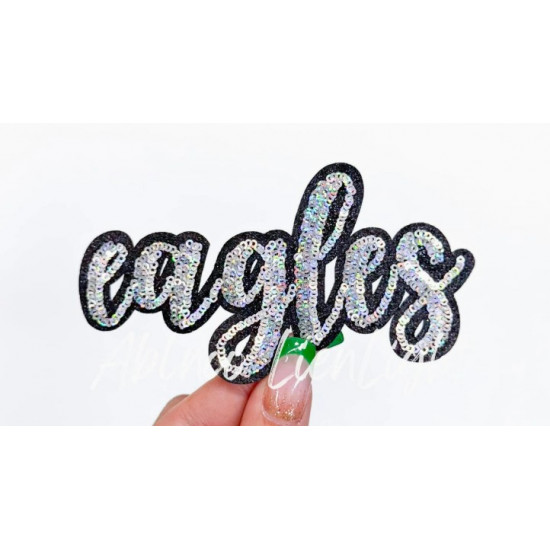 Team Mascot Cursive Sequin Iron On Patch-Small 