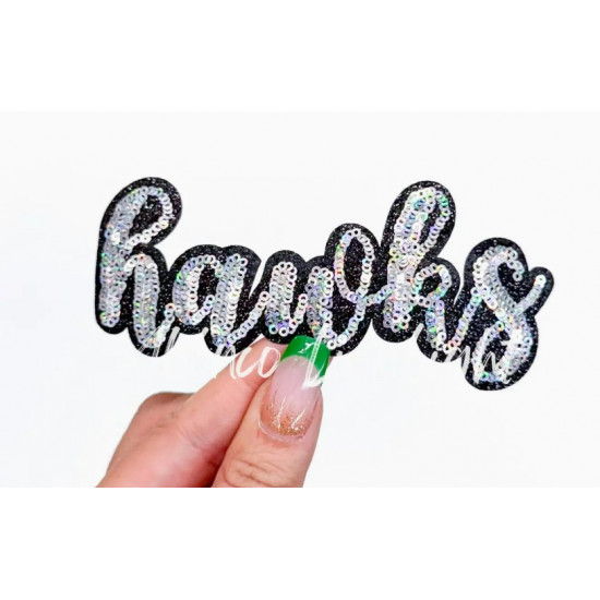 Team Mascot Cursive Sequin Iron On Patch-Small 