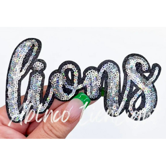 Team Mascot Cursive Sequin Iron On Patch-Small 