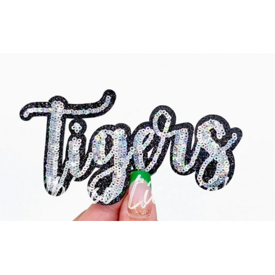 Team Mascot Cursive Sequin Iron On Patch-Small 
