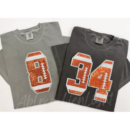 Sequin Football Numbers Patch - Large