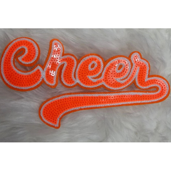 Large Cursive Cheer Sequin and Felt Iron-On Patch