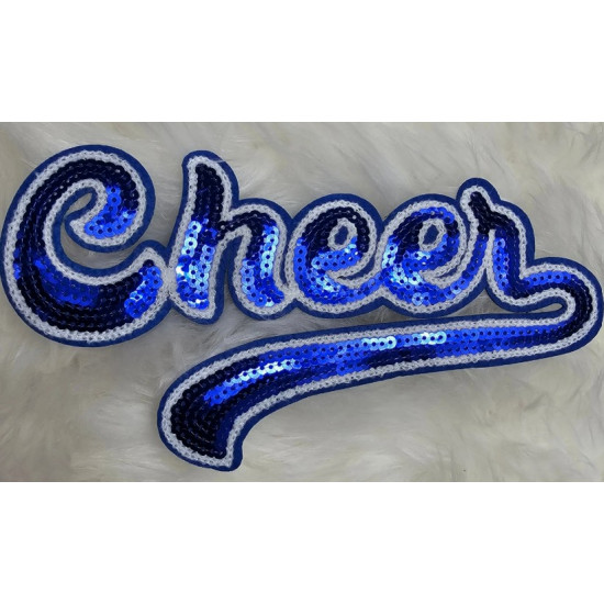 Large Cursive Cheer Sequin and Felt Iron-On Patch