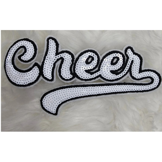 Large Cursive Cheer Sequin and Felt Iron-On Patch