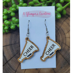 Cheer Megaphone Wooden Earrings