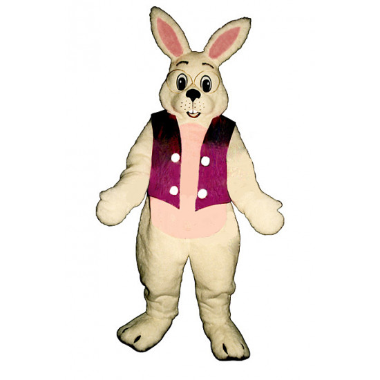 Pink Tummy Bunny Mascot Costume with Vest and Glasses 2910 PA-Z
