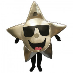Happy Silver Star With Sunglasses Mascot Costume #FC1078-Z  (Bodysuit not included)