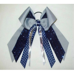 LB950SEPRMRST - Large 2 Color 2 Layer Bow with Soft Touch Sequin, Printed Ribbon and Metallic Ribbon  